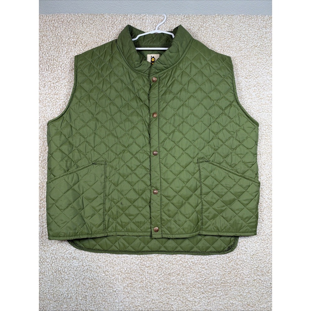 Vintage Bob Allen Green Hunting Puffer Vest Mens XL Diamond Quilt Light Weight